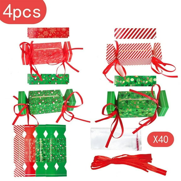 4pcs Christmas Money Box, Candy Christmas Money Holders for Cash, Xmas Cash Holders Gift Cards Party Supplies with Clear Bags, DIY Surprise Moneys Pull Pouch Kit for Kids Adult Presents