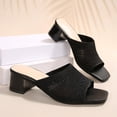 thumbnail image 4 of Abomasnow Sandals for Women Square Open Toe Chunky Heeled Mules Block Low Heel Slip On Slides, 4 of 9