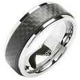 thumbnail image 1 of Tungsten Rings for Men Women Wedding Band Carbon Fiber Ring Overlaid Sizes 6-16 (Tungsten, 13), 1 of 6