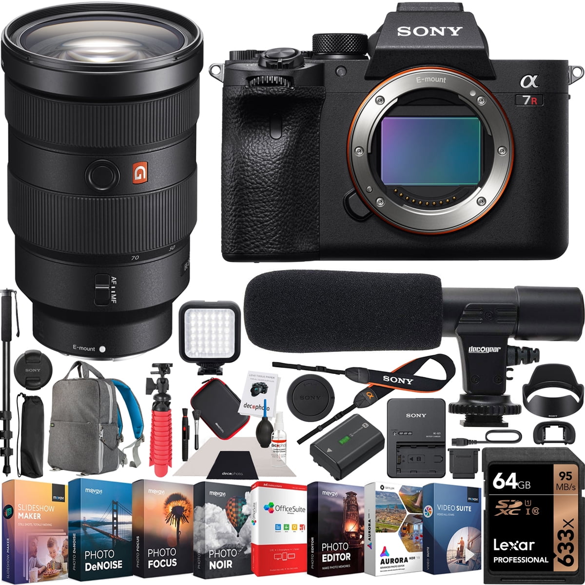 Sony r Iv Full Frame Mirrorless Camera Body Sony Fe 24 70mm F2 8 Gm G Master Zoom Lens Ilce 7rm4 Sel2470gm Bundle With Photo Video Led Monopod 64gb Software Deco Gear Backpack Accessories