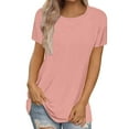thumbnail image 6 of DondPO Women's T-Shirts Womens Short Sleeve Round Neck Shirts Summer top Fashion Basic Tee Shirts for Women Womens tops Pink L, 6 of 9