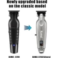 thumbnail image 7 of KEMEI 2293 Professional Hair/Beard Trimmer for Men Zero Gapped Hair Clippers for Barber with T Blade, Cordless Rechargeable, Silvery, 7 of 7