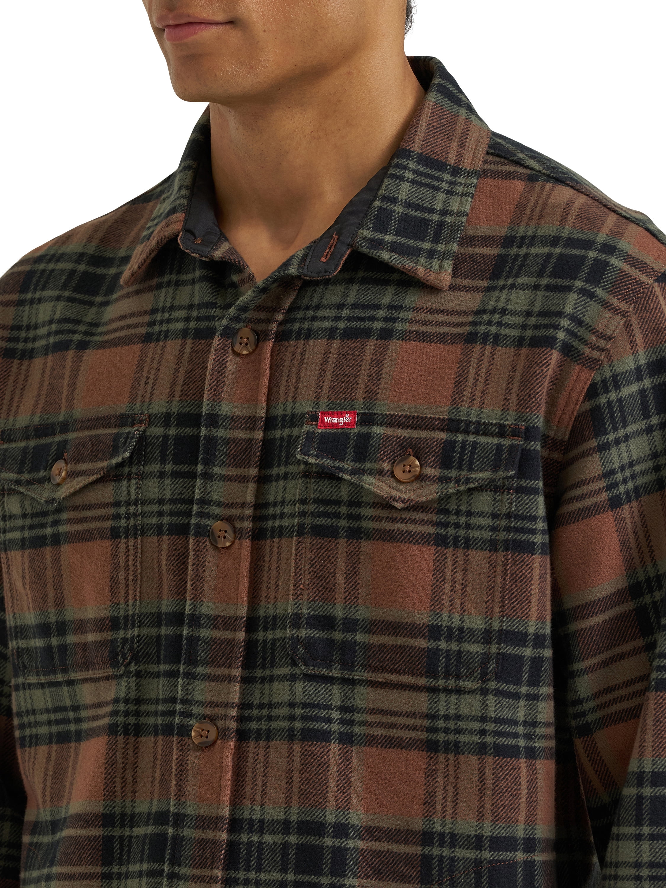 Wrangler® Men's Brushed Fleece Flannel Shirt Jacket, S-3XL