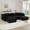 Black, variant on U-Shaped Modular Sectional Sofa, Corduroy Fabric 3-Seater Couch with Deep Seat & 2 Movable Ottomans, Tufted Design, No Assembly, Anti-Slip Base, Free Combination Living Room Furniture