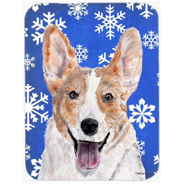 Cardigan Corgi Winter Snowflakes Mouse Pad, Hot Pad Or Trivet, 7.75 x 9.25 In.