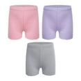 thumbnail image 2 of Alvivi Kids Girls 3 Pack Silk Shorts Gymnastics Dance Bike Athletic Bottom Safety Shorts Under Party Dress Gray&Pink&Purple 9-10, 2 of 5
