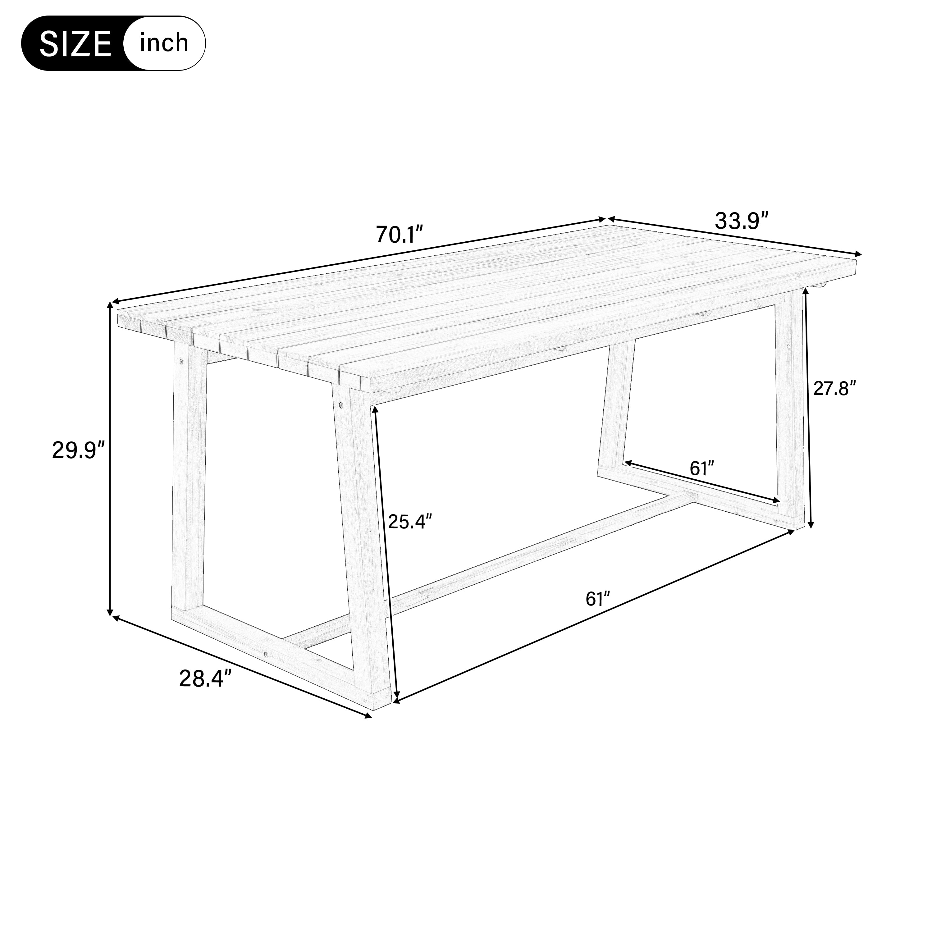 Outdoor Patio Dining Table, Light Teak