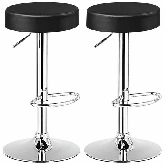 Resenkos Set of 2 Adjustable Swivel Round Bar Stool Pub Chairs-Black, Bar Height Stools, Bar Stools for Kitchen Island for Kitchen, Dining Room