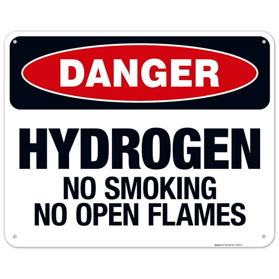 Hydrogen No Smoking No Open Flames Sign, OSHA Danger Sign,