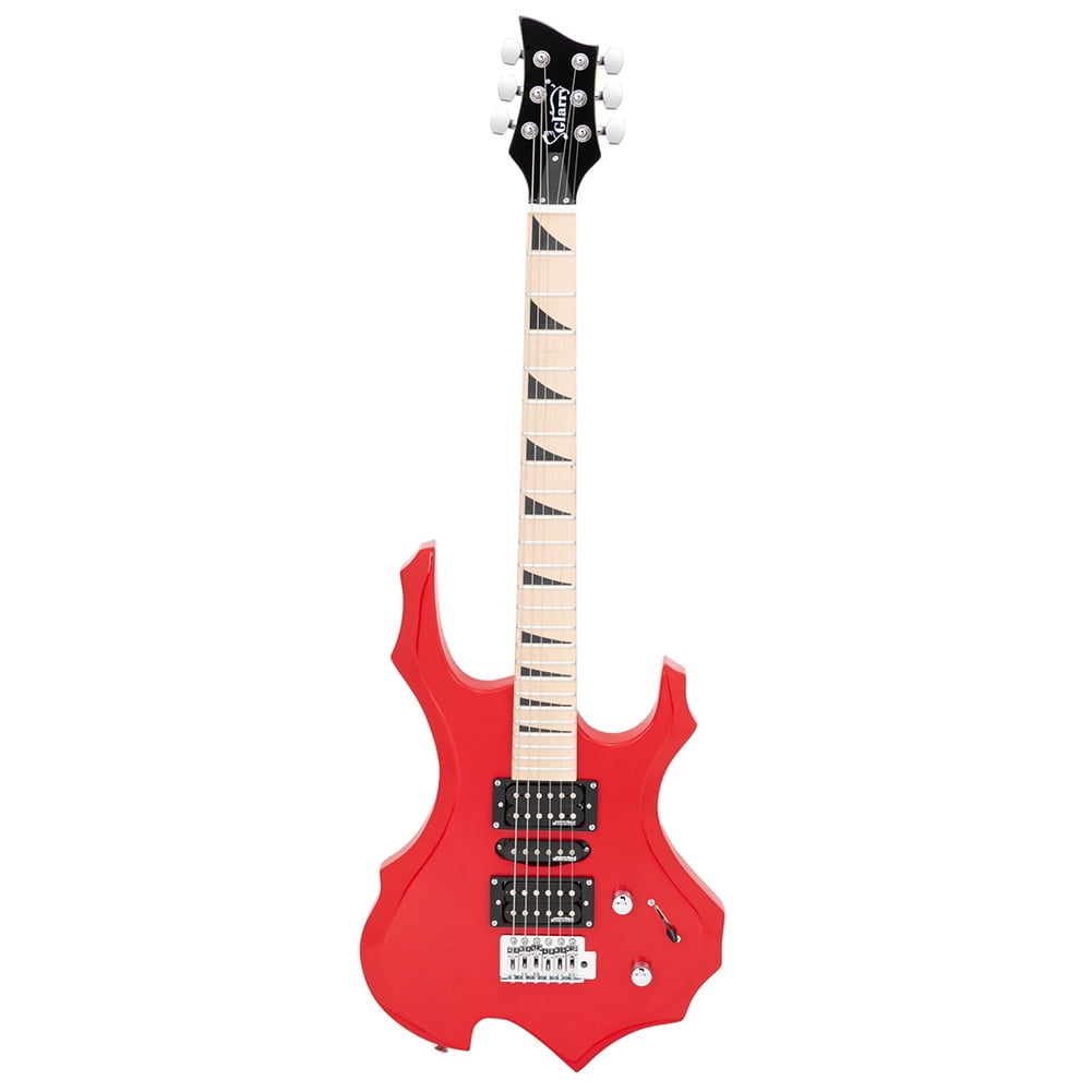 Kepooman Flame II Upgrade Acoustic Electric Guitar, Full Size Canadian Maple Fingerboards Electric Acoustic Guitar Bundle for Beginners Adults, Bone Nut Red