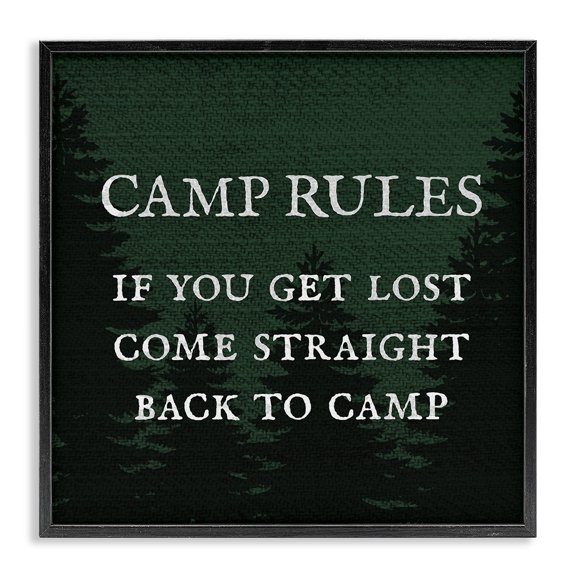 Stupell Industries Farmhouse Camp Rules If You Get Lost Funny Black Framed Giclee Art, 17 x 17, by Lil' Rue