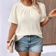 thumbnail image 1 of Xuyuer Womens T Shirts Short Sleeve Summer Tops Pleated T Shirt Casual Blouses Spring Clothes Beach Vacation 2025, 1 of 5