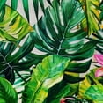 thumbnail image 6 of WYYP Tropical Plant Green Leaves Pink Flowers Round Tablecloth Full Width Single-Sided Printing 100% Polyester Fiber Tablecloths White, 6 of 8