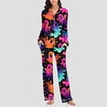 thumbnail image 5 of BaoFuBaoMei Halloween Lounge Sets Women 2 Piece Plus Size Long Sleeve Top and Pants Pajamas Halloween Ghost Print Soft Party Sleepwear, 5 of 7