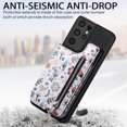 thumbnail image 2 of Nalacover Case for Samsung Galaxy S21 Ultra Wallet Case with Card Slots Zipper Pocket, Floral Pattern PU Leather Flip Kickstand Cover for Women Girls, RFID Blocking Shockproof Case, Black, 2 of 9