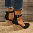 thumbnail image 7 of Women'S Belt Buckle Pointed Toe Wedge Sandals Ankle Strap Closed Toe Wedge Sandals shikongkuajing, 7 of 7
