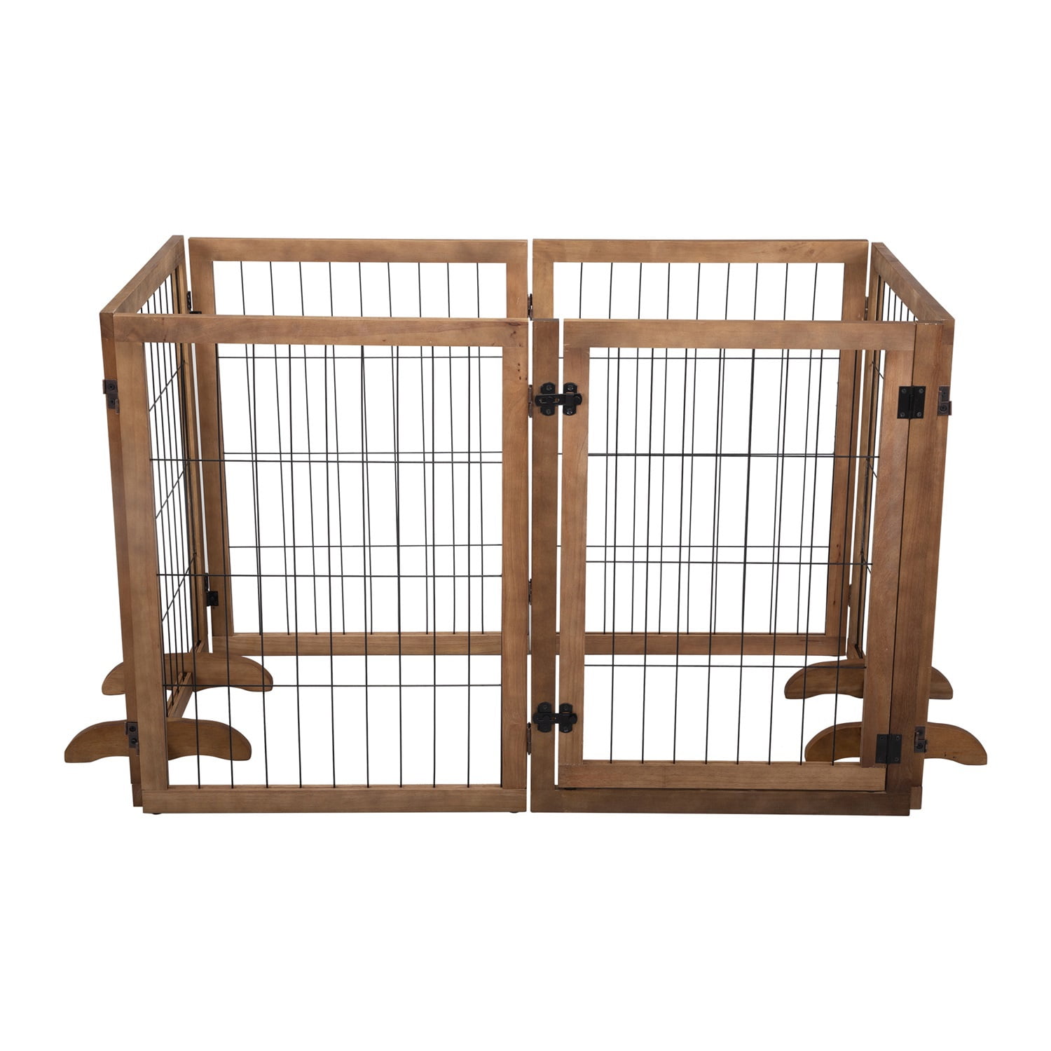Pefilos 144" Freestanding Dog Gate, Folding Pet Playpen Puppy Safety Fence, Wood Dog Playpen with 4 Support for Stairs, White Pefilos 144" Freestanding Dog Gate, Folding Pet Playpen Puppy Safety Fence, Wood Dog Playpen with 4 Support for Stairs, White