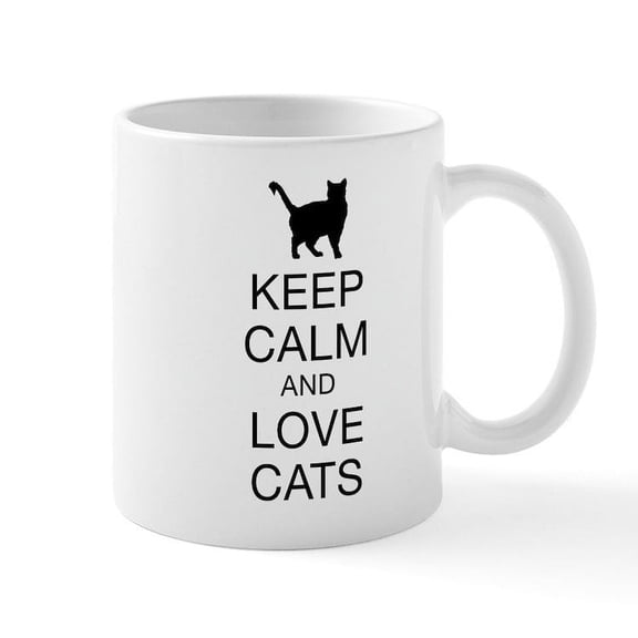 CafePress - Keep Calm And Love Cats - 11 oz Ceramic Mug - Novelty Coffee Tea Cup