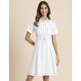 thumbnail image 2 of Moomaya Women's Shirt Dress, Short Sleeve Classic Collar Formal Cotton Dress, 2 of 8
