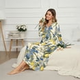 thumbnail image 3 of Xoenoiee Great Tit Lemon Flower Print Women's Nightgown Long Sleeve Sleepshirt Long Loungewear Casual Maxi Lounge Dress House Dresses Moomoo Dresses, Size M, 3 of 7