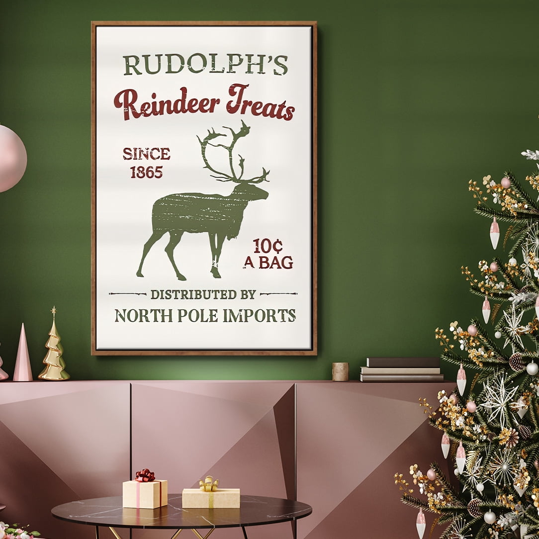 Christmas Farm Sign Collection B - Framed Gallery Wrapped Holiday Canvas - 25 x 37 - Rosewood Frame