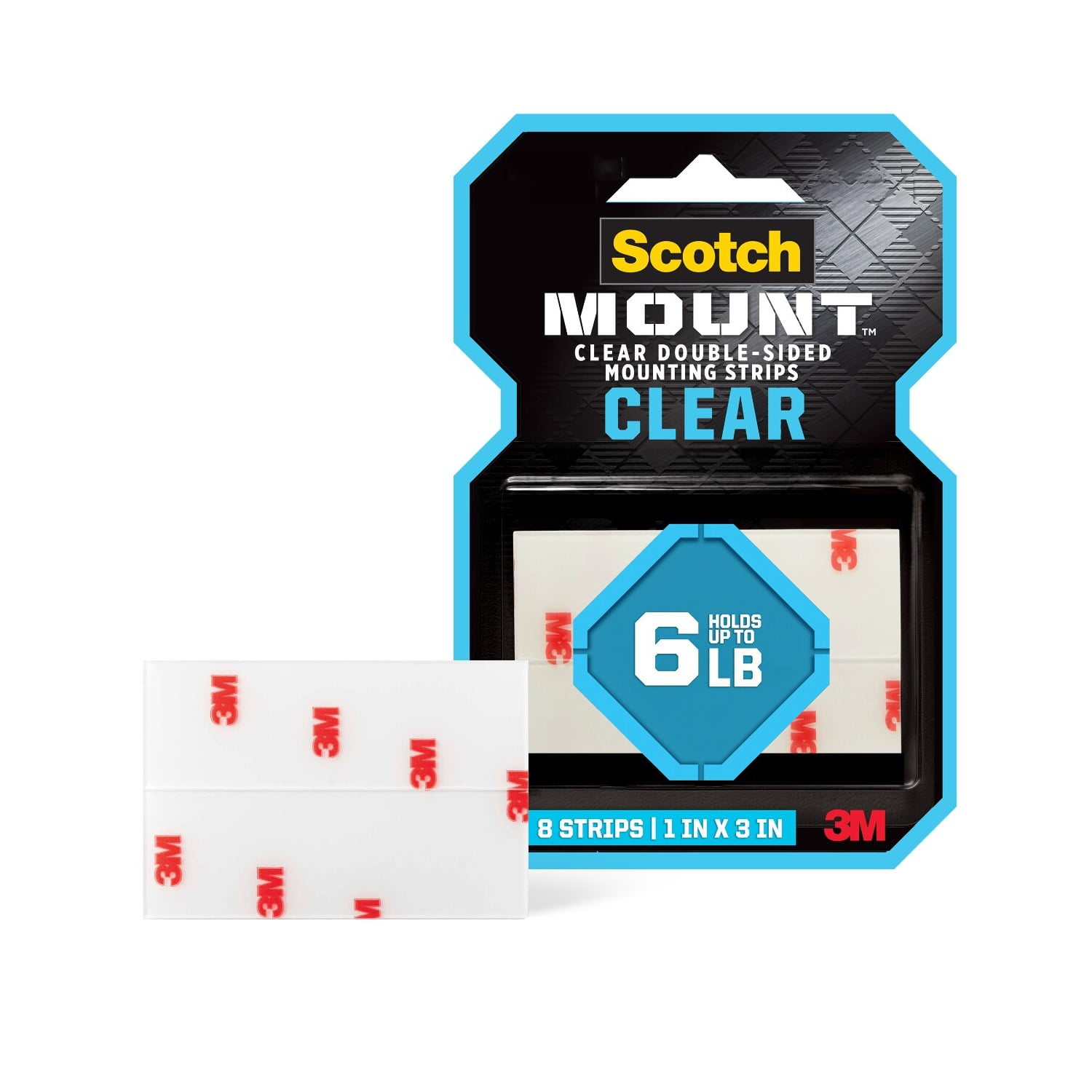 (4 pack) Scotch-Mount Clear Double-Sided Mounting Strips, 1 in x 3 in, 8 Strips