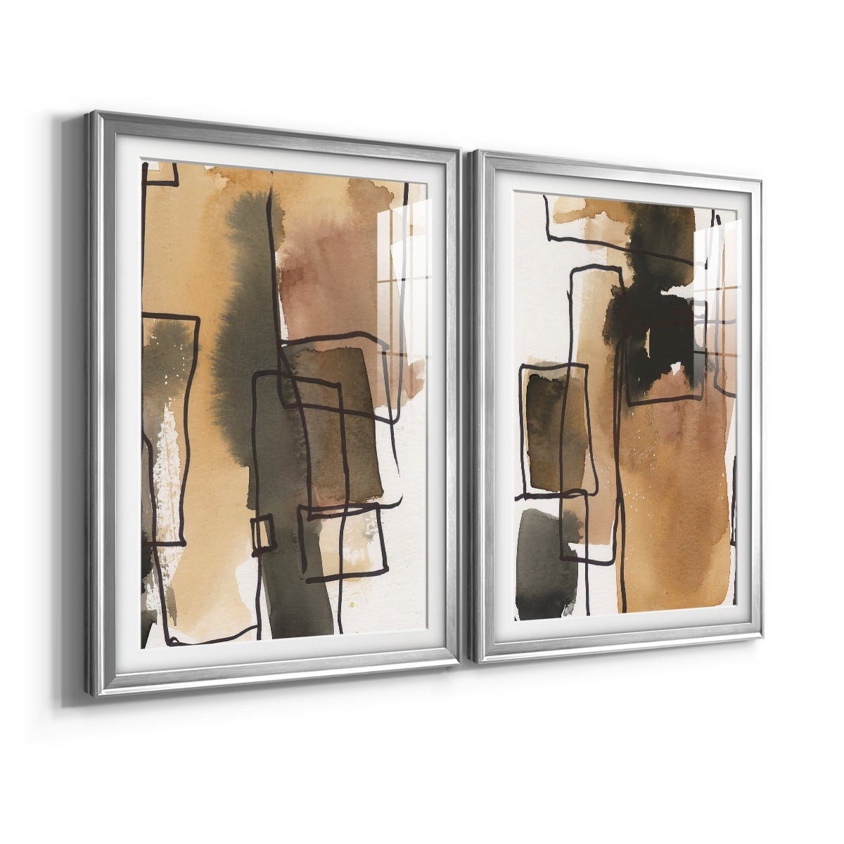 Wexford Home Retro Vibe III Premium Framed Print, 22.5" x 30.5" - Ready to Hang, Silver (Set of 2)