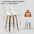thumbnail image 5 of Swivel Bar Stools Set of 2, 26" Counter Height Upholstered PU Leather Barstools with Low Back Walnut Bentwood Legs, Mid Century Modern Bar Chair Kitchen Island Stool, 5 of 11