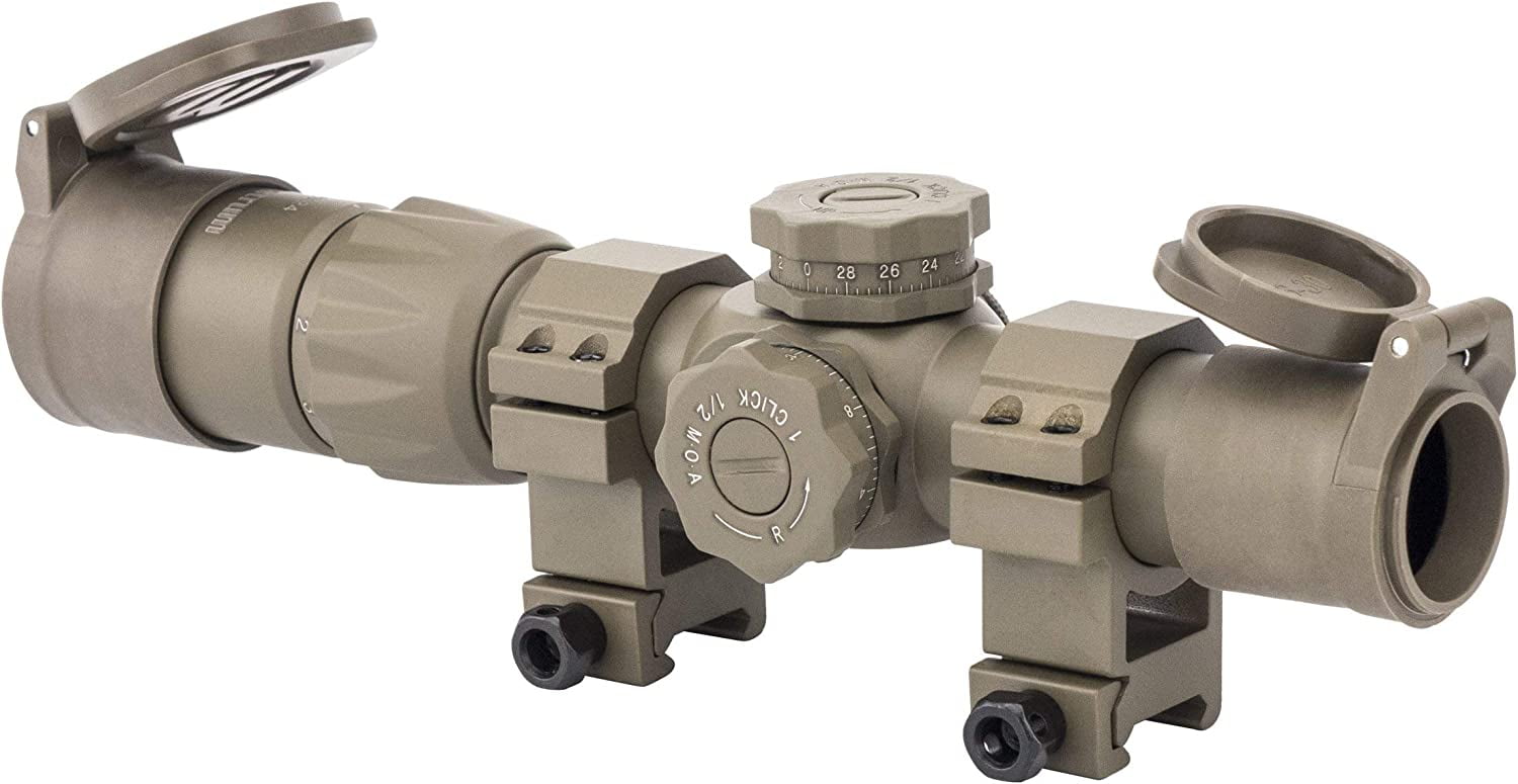 Monstrum Rubberized Flip-Up Rifle Scope Lens Covers, Objective Lens, Size F, Flat Dark Earth, 43-49 mm