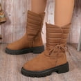 thumbnail image 6 of Boots for Women,Winter Lined Mid Calf Boots Cozy Comfort Casual On Outdoor Cold Weather Footwear,Knee High Boots Women,Brown,8, 6 of 9