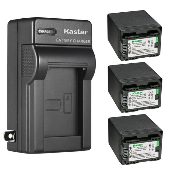 Kastar 3-Pack BP-745 Battery and AC Wall Charger Replacement for Canon BP-708 BP708, BP-709 BP709, BP-718 BP718, BP-727 BP727, BP-745 BP745, US6055B002 Battery, Canon CG-700 CG700 Charger