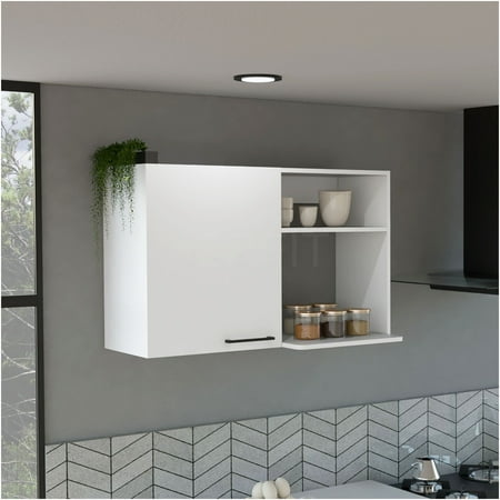 JERFIT Burwood White Kitchen Wall Cabinet with 2 Doors & 2 Shelves RTA Particle Board Storage for Kitchen Bathroom Living Room