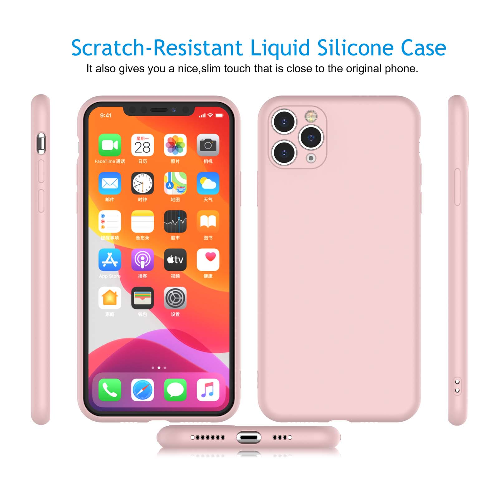iPhone 11 Pro 5.8" Case, Slim Case for iPhone 11 Pro, Njjex Liquid Silicone Gel Rubber Shockproof Case Ultra Thin 11 Pro Case Slim Matte Surface Cover for Apple iPhone 11 Pro (2019) 5.8" -Pink - image 3 of 9