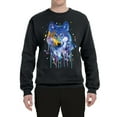 thumbnail image 2 of Wolf Painting Splatter Abstract Art Animal Lover Unisex Crewneck Graphic Sweatshirt, Black, Medium, 2 of 3
