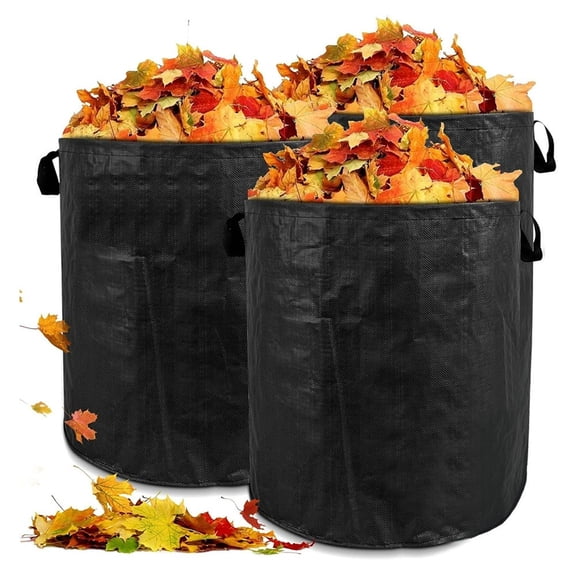 Heavy Duty Garden Leaf Bags, Large Capacity Reusable Yard Waste Bags for Lawns and Gardening, 32 to 132 Gallon Collapsible Trash Containers C#302 Black