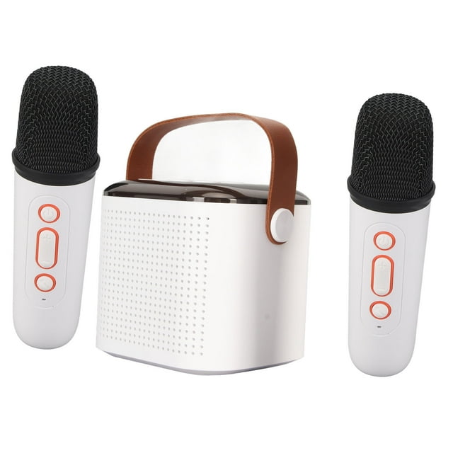 Portable RGB Speaker Microphones Set, 5200mAh BT 5.3 Rechargeable PA System, Mini Karaoke Machine with 2 Wire less Mic for Birthday Home Party