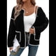 thumbnail image 3 of Abrigo con Botones y Bolsillos en Bloques de Color para Mujer Negro L, 3 of 10