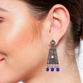 thumbnail image 3 of Efulgenz Indian Earrings Ethnic Crystal Kundan Enamel Faux Pearl Beads Drop Hoop Jhumka Jhumki Dangle Earrings for Women, Grey, 3 of 5