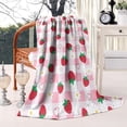 thumbnail image 2 of Strawberry Plants Fruit Heart Daisy Checkered Blanket,Comfortable Soft Flannel Throw Blanket,All Season,Warm Lightweight Blankets for Sofa Bed Couch Living Room Chair,40"x50", 2 of 4
