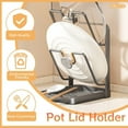 thumbnail image 3 of Kitchen Pot Lid Storage Rack，Multi-functional Stainless Steel Cookware Storage Tool, with a removable drip tray, available in single and double compartments, suitable for countertops and stovetops, 3 of 9