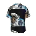 thumbnail image 2 of KLL Cat Astronaut Print Men's Shirt Short Sleeve Button Down Summer Cuba Beach Shirts- 3X-Large, 2 of 7