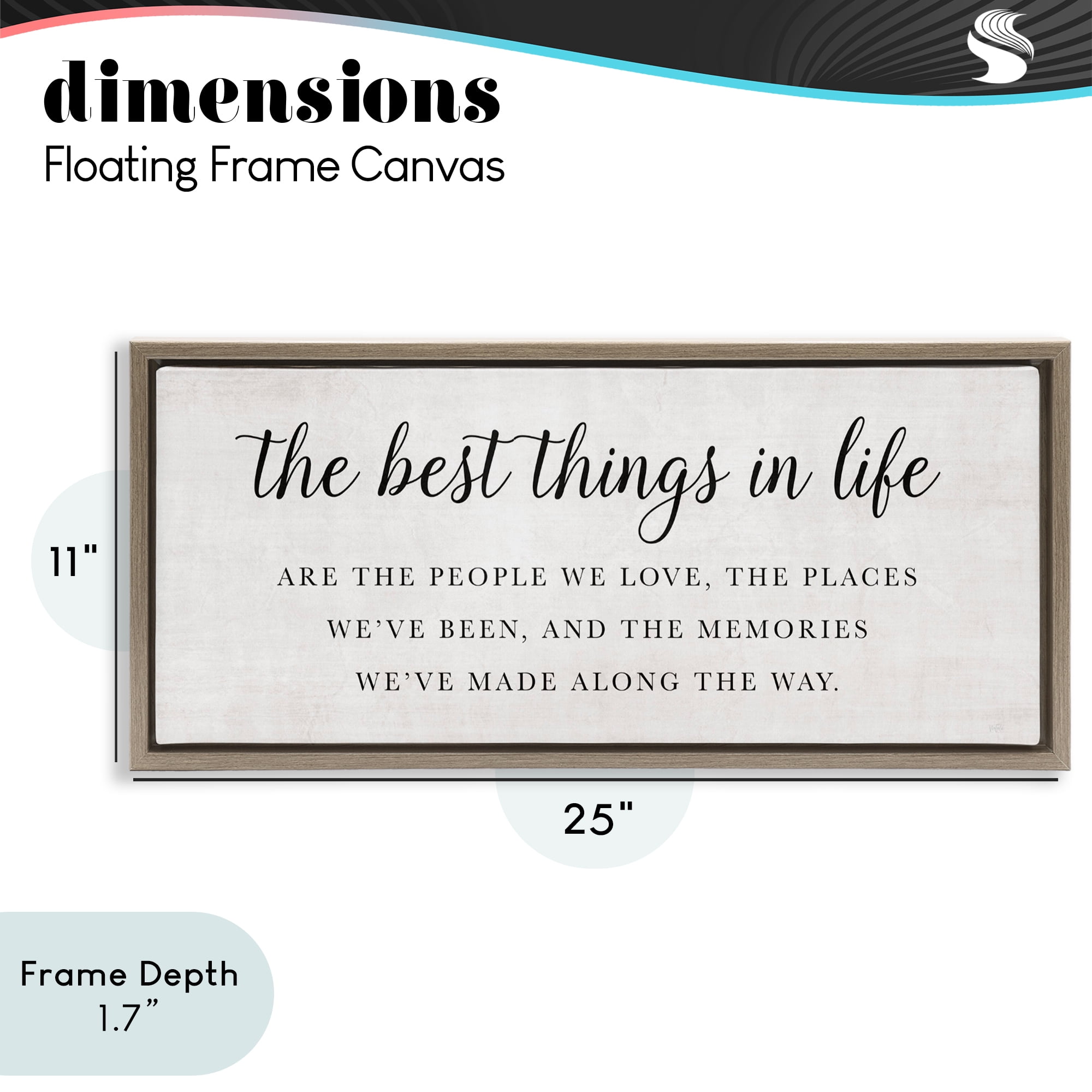 Stupell Industries Best Things In Life Uplifting Brown Framed Floater Canvas Wall Art, design by Natalie Carpentieri
