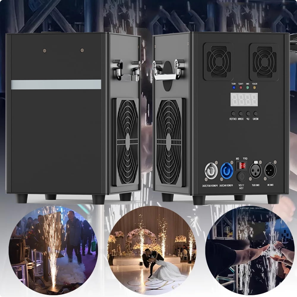 2Pcs Cold Spark Firework Machine,Stage DMX Effect Machine for DJ Event Party Wedding,Black