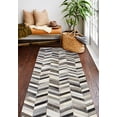 thumbnail image 2 of Bashian H112-GY-2.6X8-H18 Santa Fe Collection Chevron Contemporary Leather Hand Stitched Area Rug, Grey - 2 ft. 6 in. x 8 ft., 2 of 10