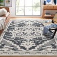 thumbnail image 2 of Hasoo Area Rug 9' x 12' Floral Area Rug for Living Room Shag Soft Indoor Floor Carpet, Gray, 2 of 7