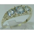 thumbnail image 2 of LBG British Made VINTAGE style Solid 10K White Gold Natural Aquamarine Trilogy Ring, 2 of 8