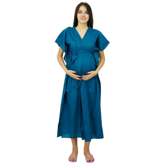 Bimba Nursing Mothers Cotton Kaftan Night Wear, Hospital Delivery Caftan Gown