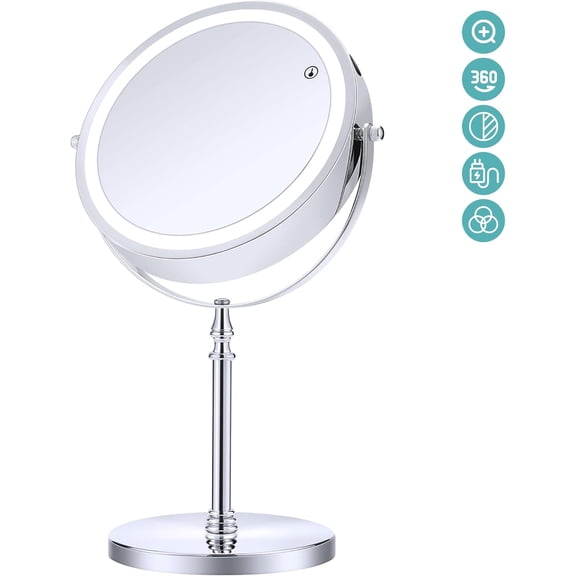 B Beauty Planet 20X Lighted Magnifying Makeup Mirror, Double Sided Makeup Mirror with 20X/1X Magnification, 360°Rotation, 3 Colors Brightness Adjustable Vanity Mirror with 42 LEDs, 2000mAh