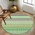 thumbnail image 3 of Round Area Rug 6 Ft, Sage Green Grey Boho Washable Non-Slip Circle Carpet for Living Room/Bedroom, Vintage Ethnic Tribe Abstract Art Low-Profile Indoor Mats Collection Rugs for Residential, 3 of 7