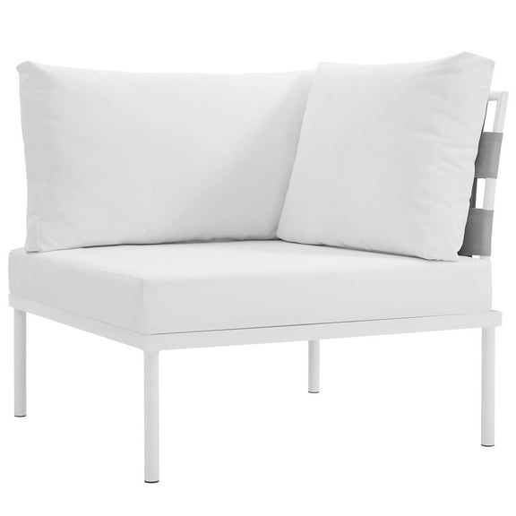Modern Contemporary Urban Design Outdoor Patio Balcony Corner Sofa Chair, White, Rattan